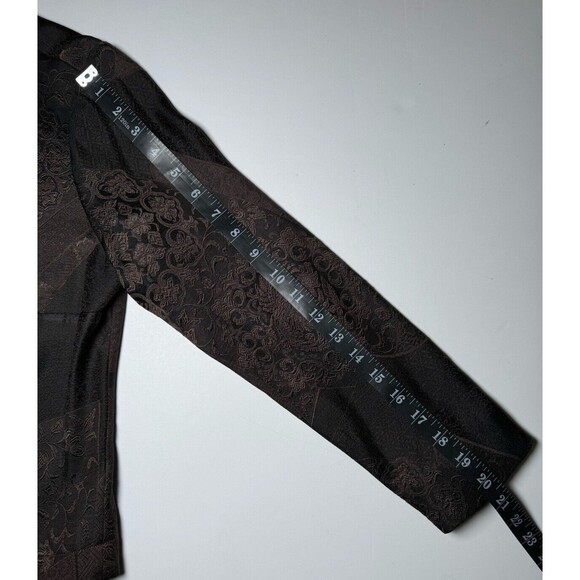 Citron Santa Monica Jacket Extra Small Brown Silk Jacquard Embroidered Floral - Picture 12 of 16